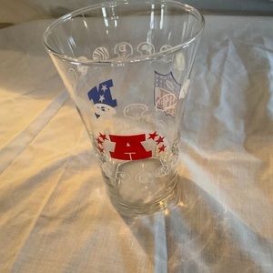 Vintage Set Of 2 NFL Drinking Glasses Various Team Helmets Football